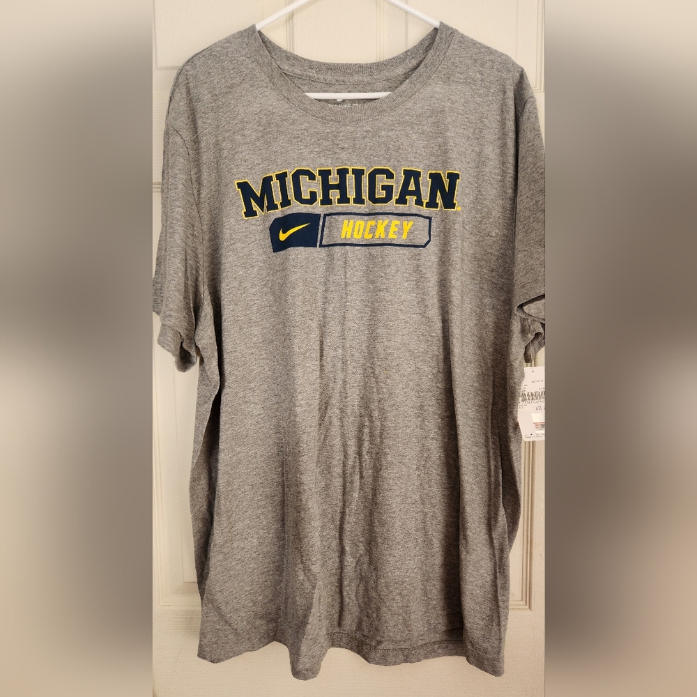 Nike Michigan Hockey Grey Logo T-Shirt